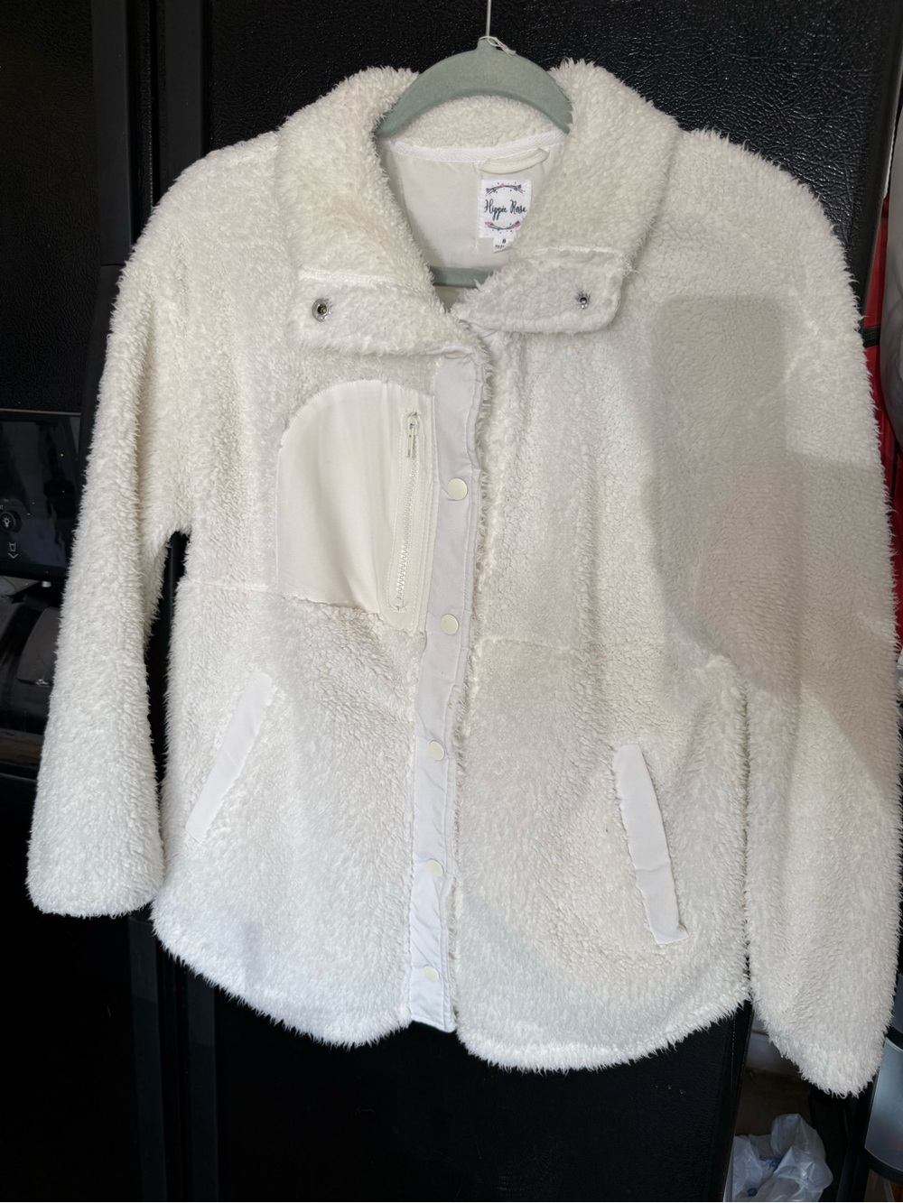 Hippie Rose Plush Teddy Jacket - White